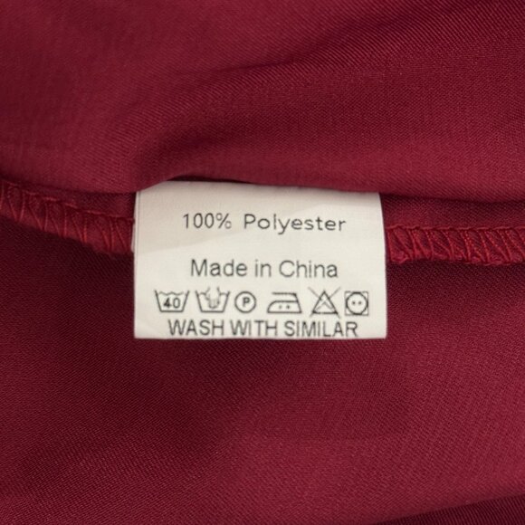 Satiny Sleek Blouse with Pearl Mock Neck Long Sleeves Size Large - Picture 8 of 9